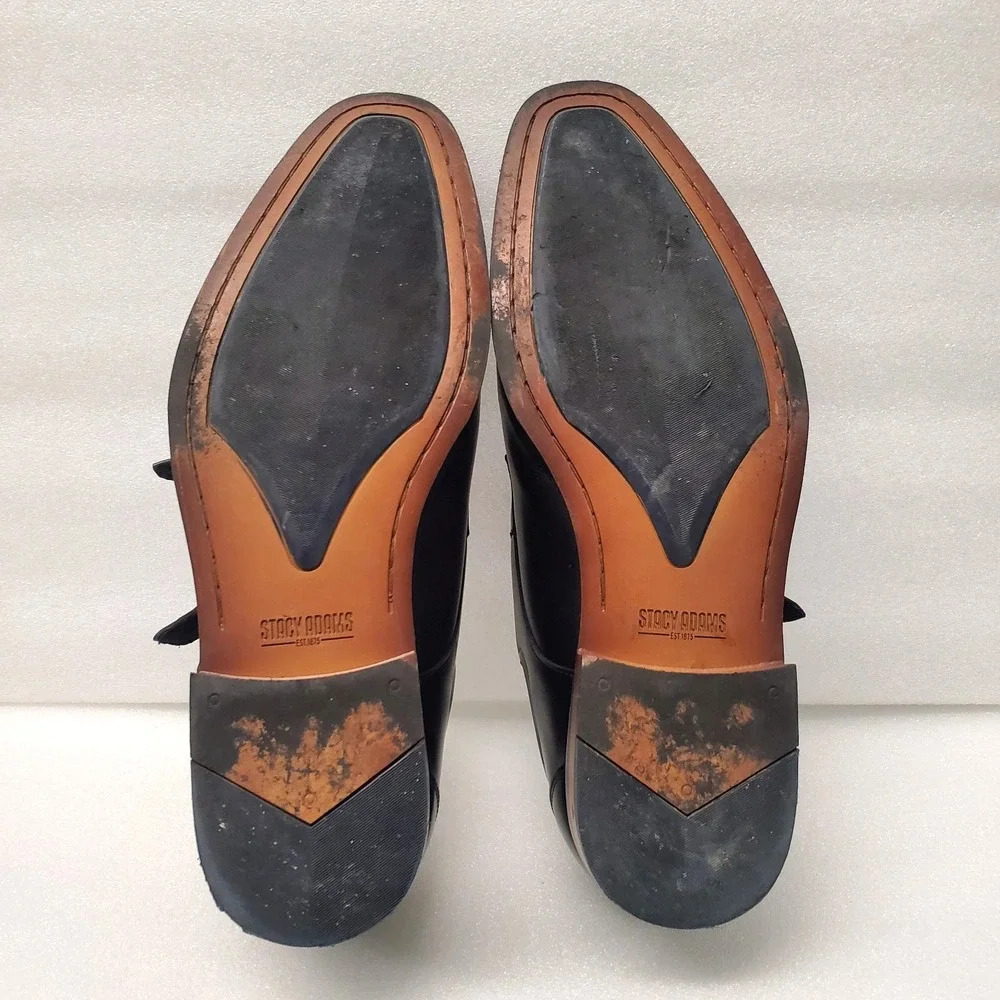 Stacy Adams Bayne Black Leather Double Monk Strap Dress Shoes Size 13M 25347.001